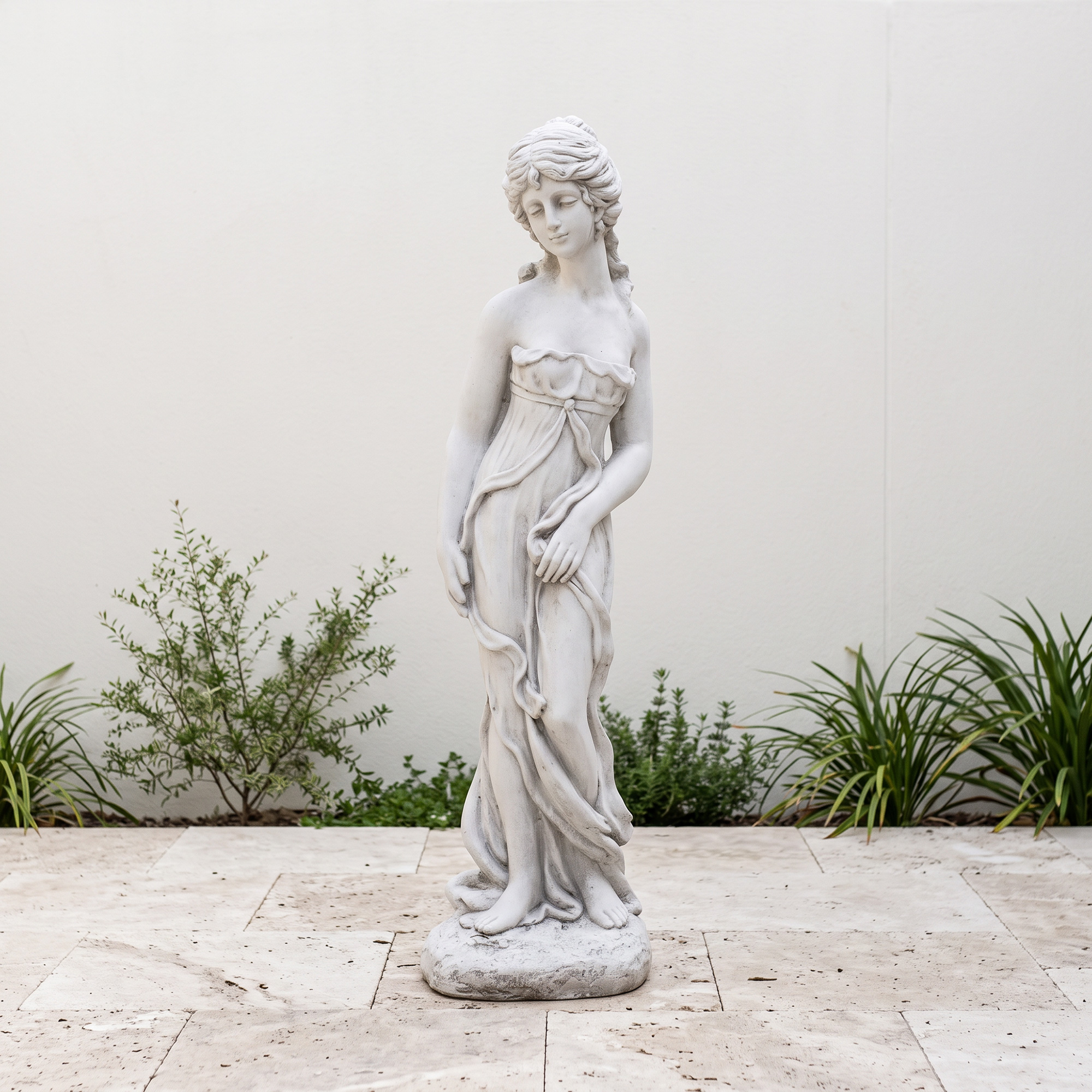 mougins Classical Maiden Garden Statue 83cm Weathered Stone