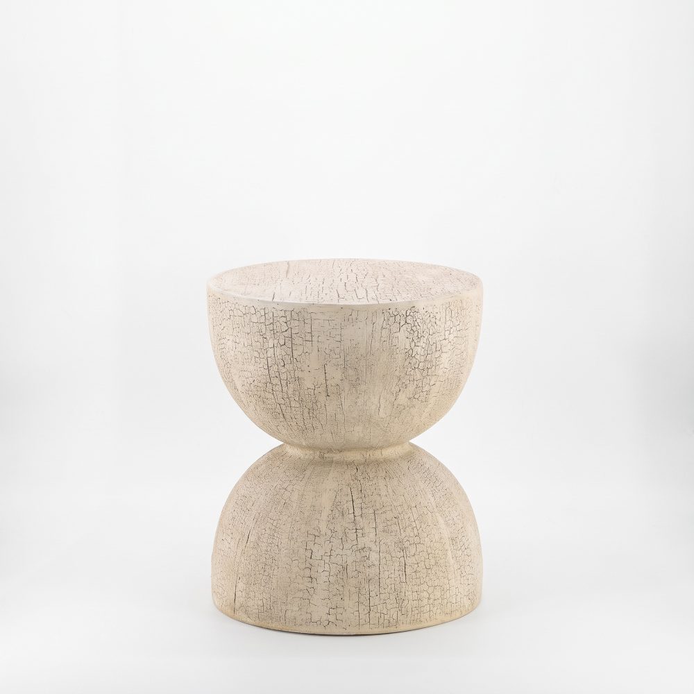 mougins 47cm Hourglass MGO Stone Accent Table & Plant Stand - Chalk White