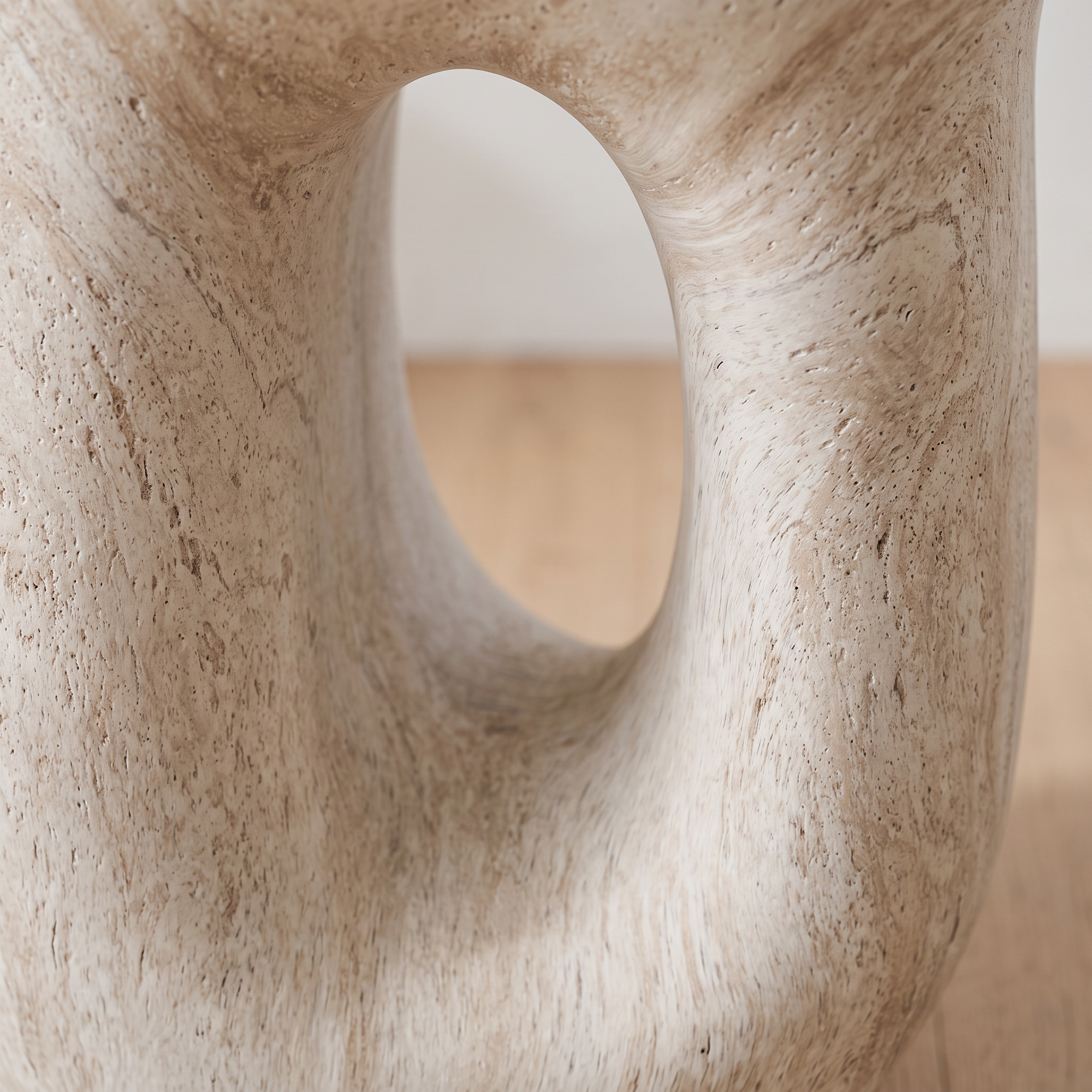 Sculptural MGO Side Table & Plant Stand – Natural Travertine Finish Sculptural MGO Side Table & Plant Stand – Natural Travertine Finish